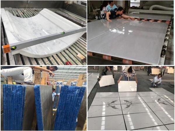 super white marble slab inspection
