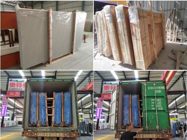 super white marble slab  packing loading