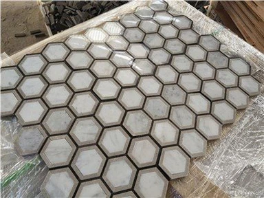 Marmurinė šešiakampė mozaikinė plytelė