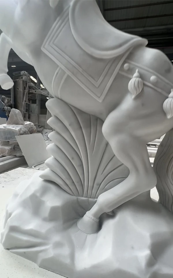 Polished White Marble Horse Statue