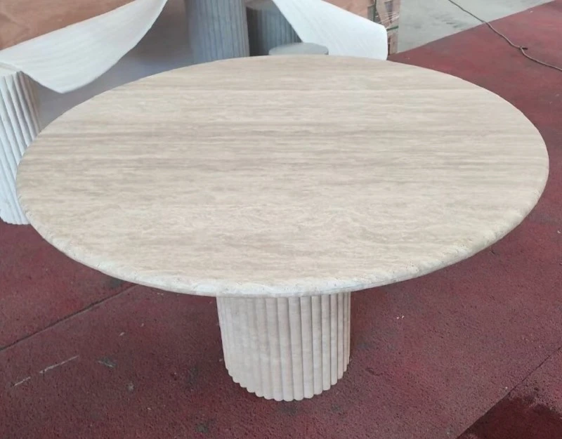 Round beigeTravertine Dining Table Round beigeTravertine Dining Table